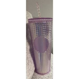 STARBUCKS Iridescent Pink Tumbler Grid Disco Cold Cup Spring Holiday 24oz